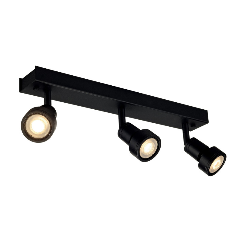 PURI 3 plafonnier, noir mat, GU10, max. 3x50W, anneau déco inclus