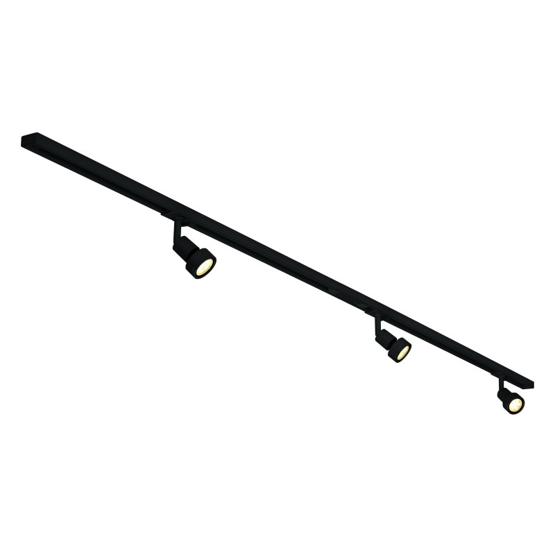 KIT rail 1 allumage PURI noir 2x1m 3x PURI spot et sources LED