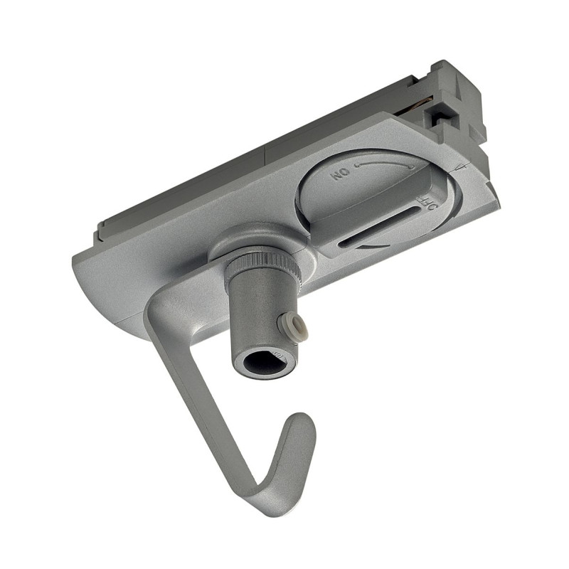 Adaptateur pour rail 1 allumage 230V, gris argent, électrique, crochets inclus