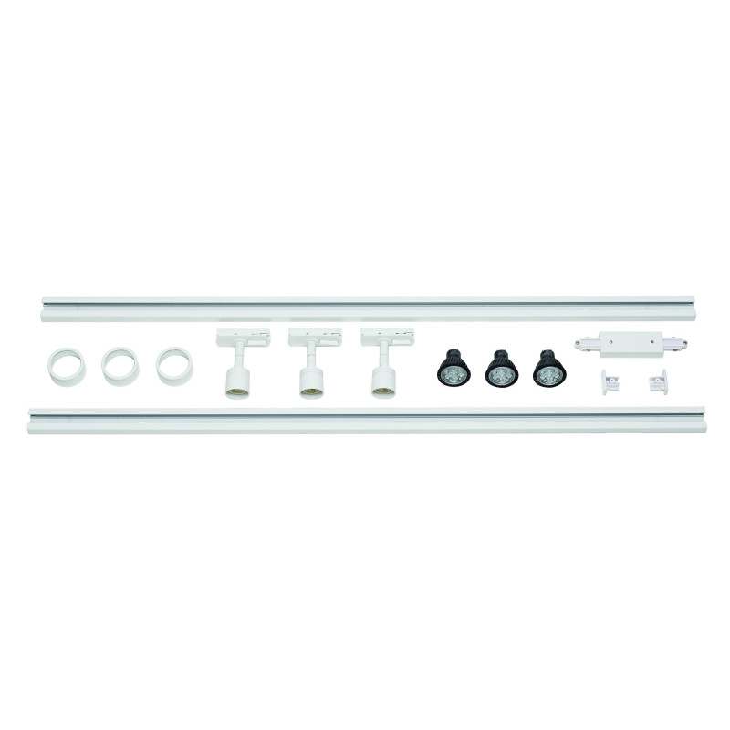 KIT rail 1 allumage PURI blanc, 2x1m, 3 spots puri avec sources LED
