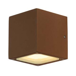 Sitra cube, applique en fonte rouillee, gx53, 9w max