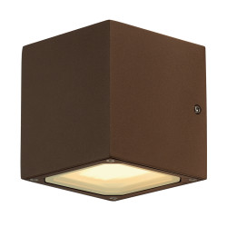 Sitra cube, applique en fonte rouillee, gx53, 9w max