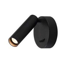 applique plafonnier KARPO, rond noir, 7.5W LED, 3000K, avec interupteur