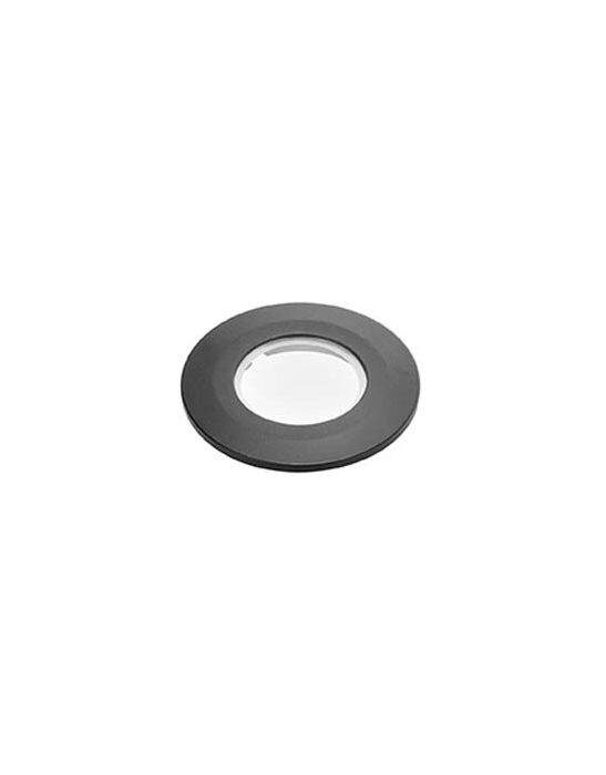 Collerette pour F-LIGHT, plat, rond, noir, avec verre transparent