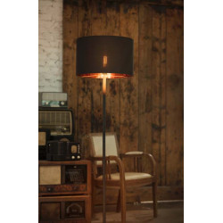 FENDA, abat-jour rond, Ø 45cm, noir/cuivre, textile