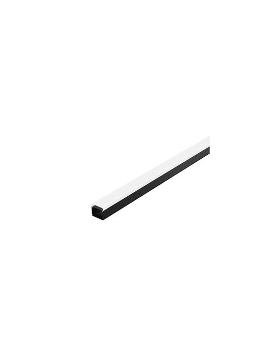 GLENOS profil industriel plat, noir mat, 2m