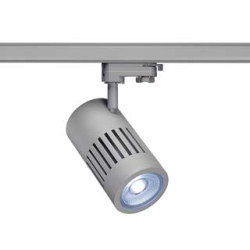spot STRUCTEC LED 24W, Gris argent, 4000K, 36°, adaptateur rail 3 allumage inclus