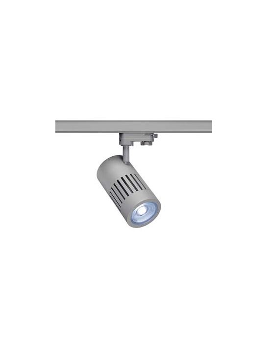spot STRUCTEC LED 24W, Gris argent, 4000K, 36°, adaptateur rail 3 allumage inclus