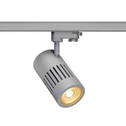 spot STRUCTEC LED 24W, Gris argent, 3000K, 36°, adaptateur rail 3 allumage inclus
