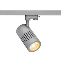 spot STRUCTEC LED 30W, Gris argent, 3000K, 60°, adaptateur rail 3 allumage inclus