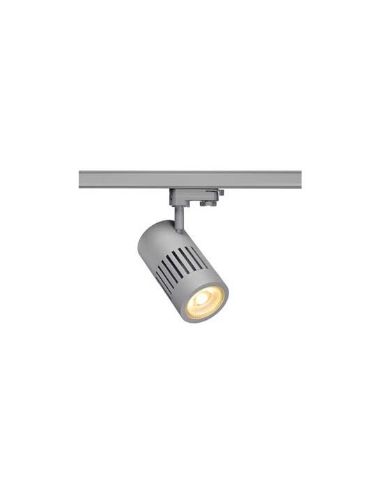 spot STRUCTEC LED 30W, Gris argent, 3000K, 60°, adaptateur rail 3 allumage inclus
