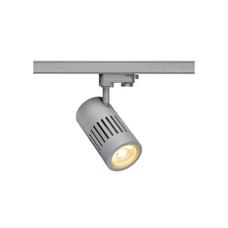 spot STRUCTEC LED 30W, Gris argent, 3000K, 60°, adaptateur rail 3 allumage inclus