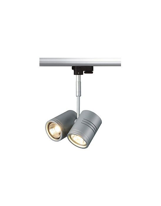 Rail 3 allumages, bima ii - spot 2x50w gu10 avec adaptateur gris argen
