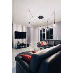 suspension ronde noire FITU E27, max. 60W, cable nu de 5m