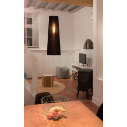 Abat-jour FENDA, conique, diametre 15cm, noir/cuivre