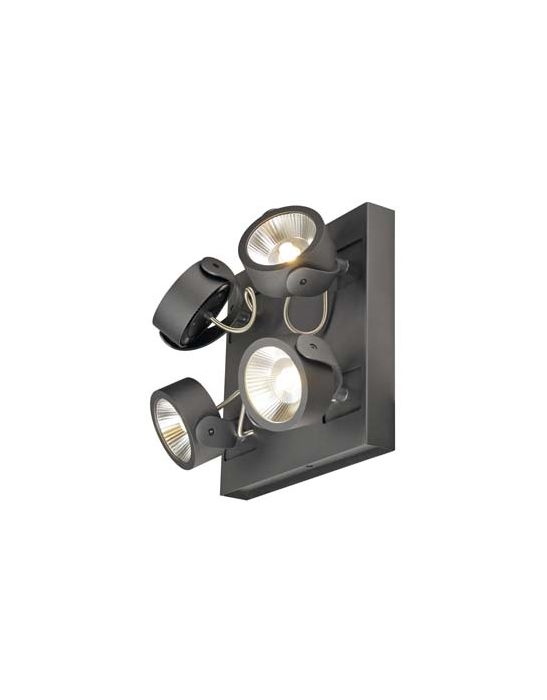 KALU LED 4 applique/plafonnier, carre, noir, LED 60W, 3000K, 60 degres