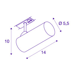 HELIA 50 LED spot, noir, 11W, 3000K, 35 degres, adaptateur rail 1 allumage