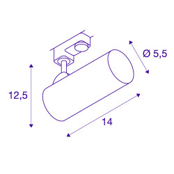 HELIA 50 LED spot blanc, 11W, 3000K, 35 degres, adaptat.rail 3 all. inclus