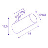 HELIA 50 LED spot blanc, 11W, 3000K, 35 degres, adaptat.rail 3 all. inclus