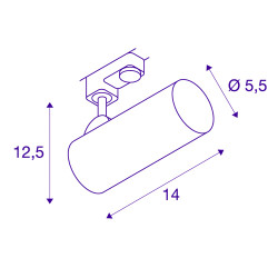 spot noir HELIA 50 LED 11W, 3000K, 35 degres, adaptat.rail 3 all. inclus