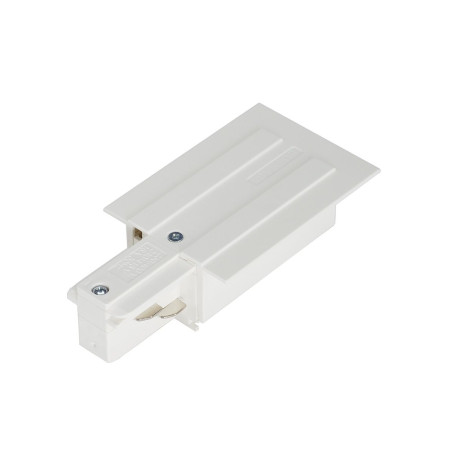 EUTRAC alimentation pour rail 3 allumages à encastrer, blanc RAL9016, terre gauche