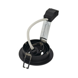 PIREQ GU10 ROND encastré, noir mat, max. 50W, clips ressorts