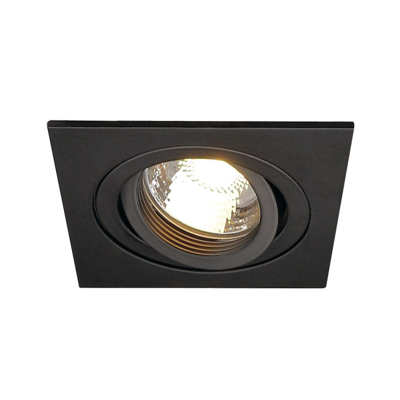 PIREQ GU10 CARRE encastré, noir mat, max. 50W, clips ressorts