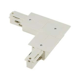 EUTRAC connecteur 90° pour rail 3 allumages à encastrer, blanc RAL9016, terre int