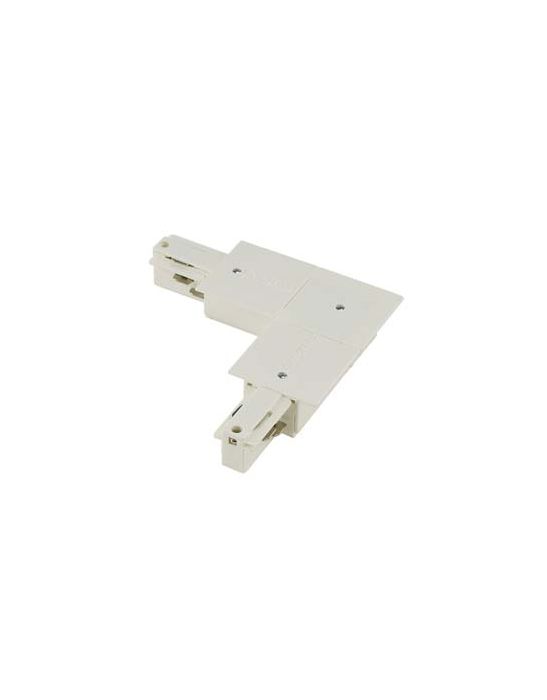 EUTRAC connecteur 90° pour rail 3 allumages à encastrer, blanc RAL9016, terre int