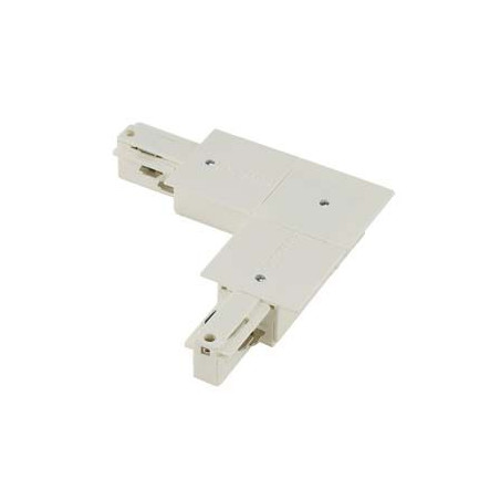 EUTRAC connecteur 90° pour rail 3 allumages à encastrer, blanc RAL9016, terre int
