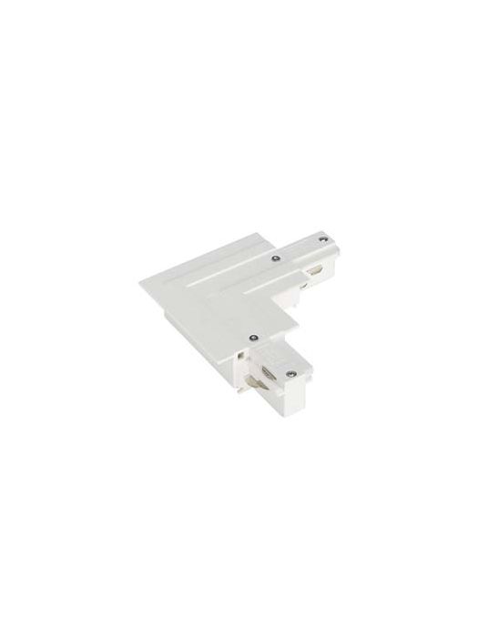 EUTRAC connecteur 90° pour rail 3 allumages à encastrer, blanc RAL9016, terre ext