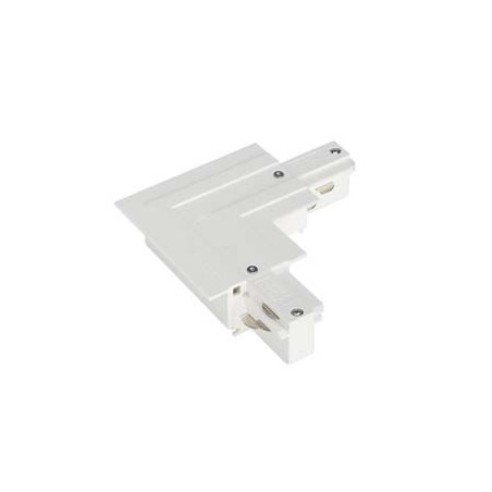 EUTRAC connecteur 90° pour rail 3 allumages à encastrer, blanc RAL9016, terre ext