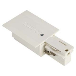 EUTRAC alimentation pour rail 3 allumages à encastrer, blanc RAL9016, terre droite