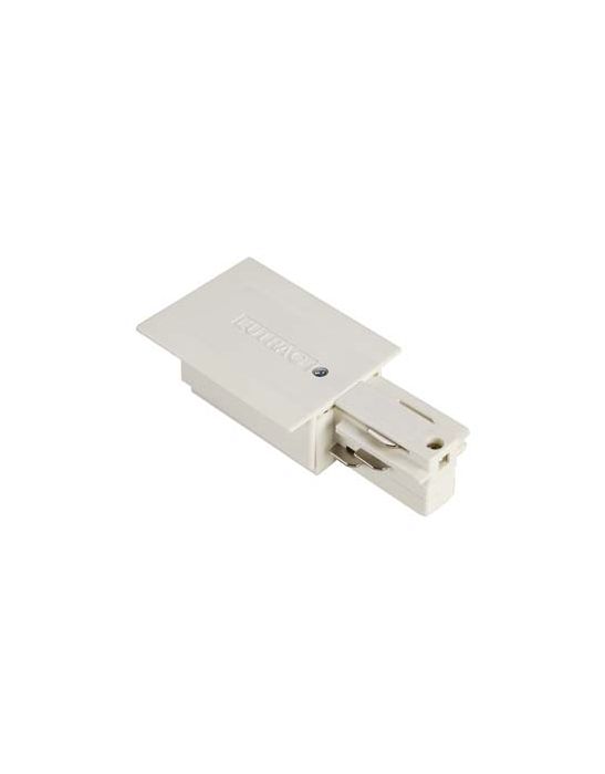 EUTRAC alimentation pour rail 3 allumages à encastrer, blanc RAL9016, terre droite