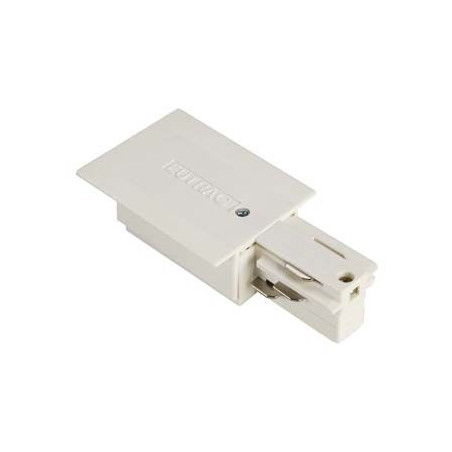 EUTRAC alimentation pour rail 3 allumages à encastrer, blanc RAL9016, terre droite