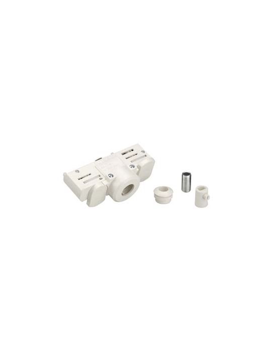 EUTRAC adaptateur rail 3 allumages, blanc RAL9016, avec passe-fil
