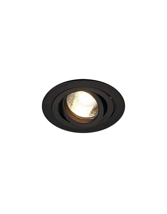PIREQ GU10 ROND encastré, noir mat, max. 50W, clips ressorts