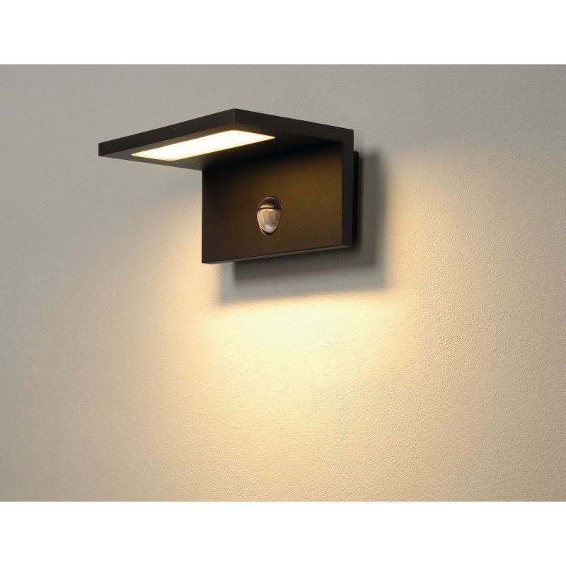 ANGOLUX S, applique avec detecteur, anthracite, LED 9,8W 3000K, IP44