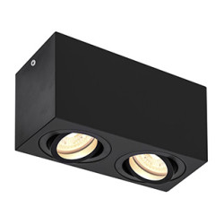 TRILEDO Double, plafonnier en saillie, noir, QPAR51 10W max.