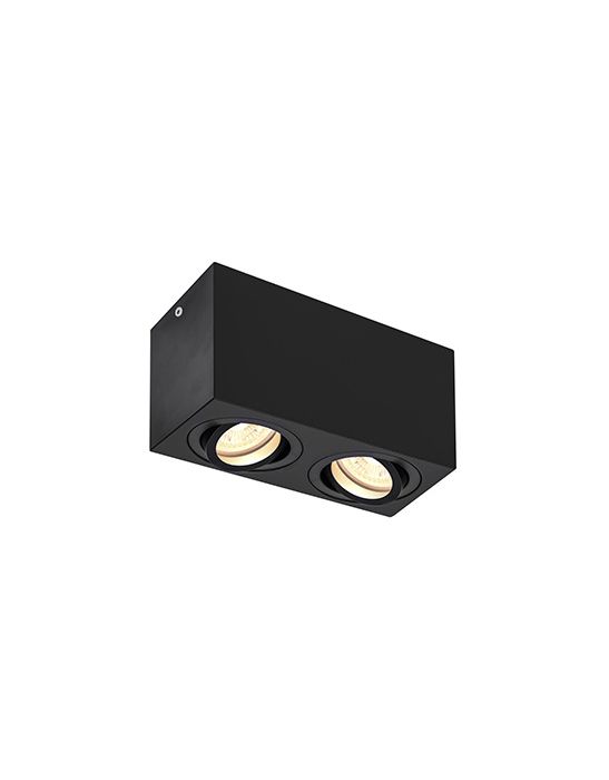 TRILEDO Double, plafonnier en saillie, noir, QPAR51 10W max.