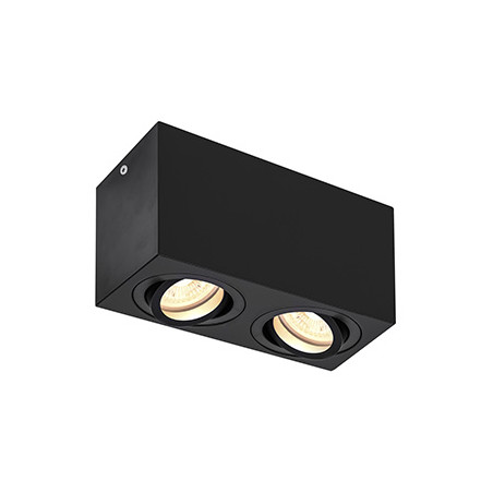 TRILEDO Double, plafonnier en saillie, noir, QPAR51 10W max.