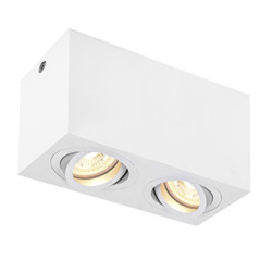 TRILEDO Double, plafonnier en saillie, blanc, QPAR51 10W max.