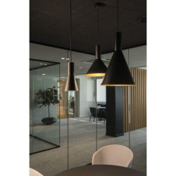 suspension ronde PHELIA 280, E27, noire dorée, led 23W