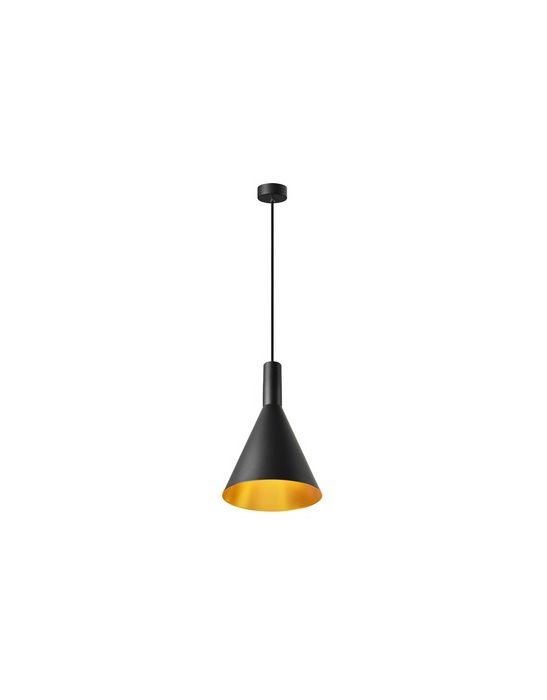 suspension ronde PHELIA 280, E27, noire dorée, led 23W