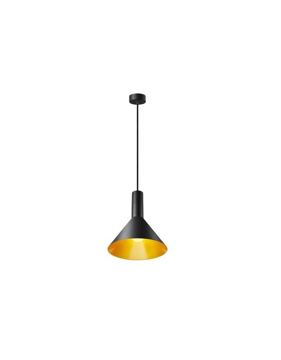 suspension ronde PHELIA 280, E27, noire dorée, led 23W