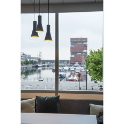suspension ronde PHELIA 130, E27, noire dorée, led 23W