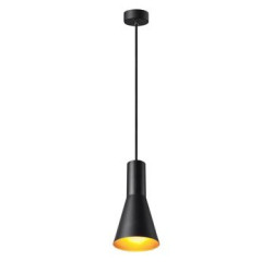 suspension ronde PHELIA 130, E27, noire dorée, led 23W
