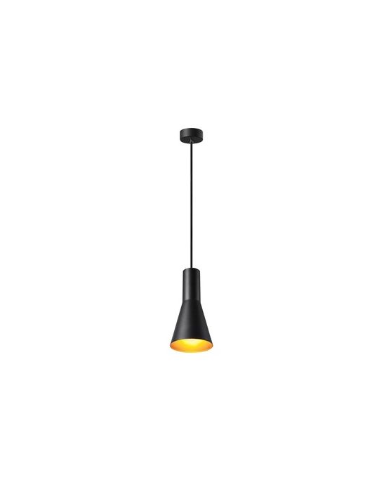 suspension ronde PHELIA 130, E27, noire dorée, led 23W