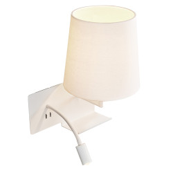 applique intérieure SOMNILA FLEX, liseuse, version droite, blanc, LED 3W en 3000K, avec port USB