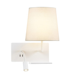 applique intérieure SOMNILA FLEX, liseuse, version droite, blanc, LED 3W en 3000K, avec port USB